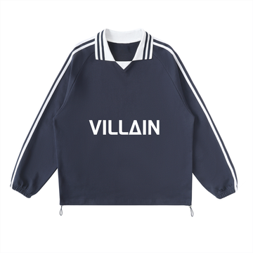 Contrast Striped Lapel Collar Sweatshirt