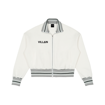 Striped Rib Collar Zip Jacket